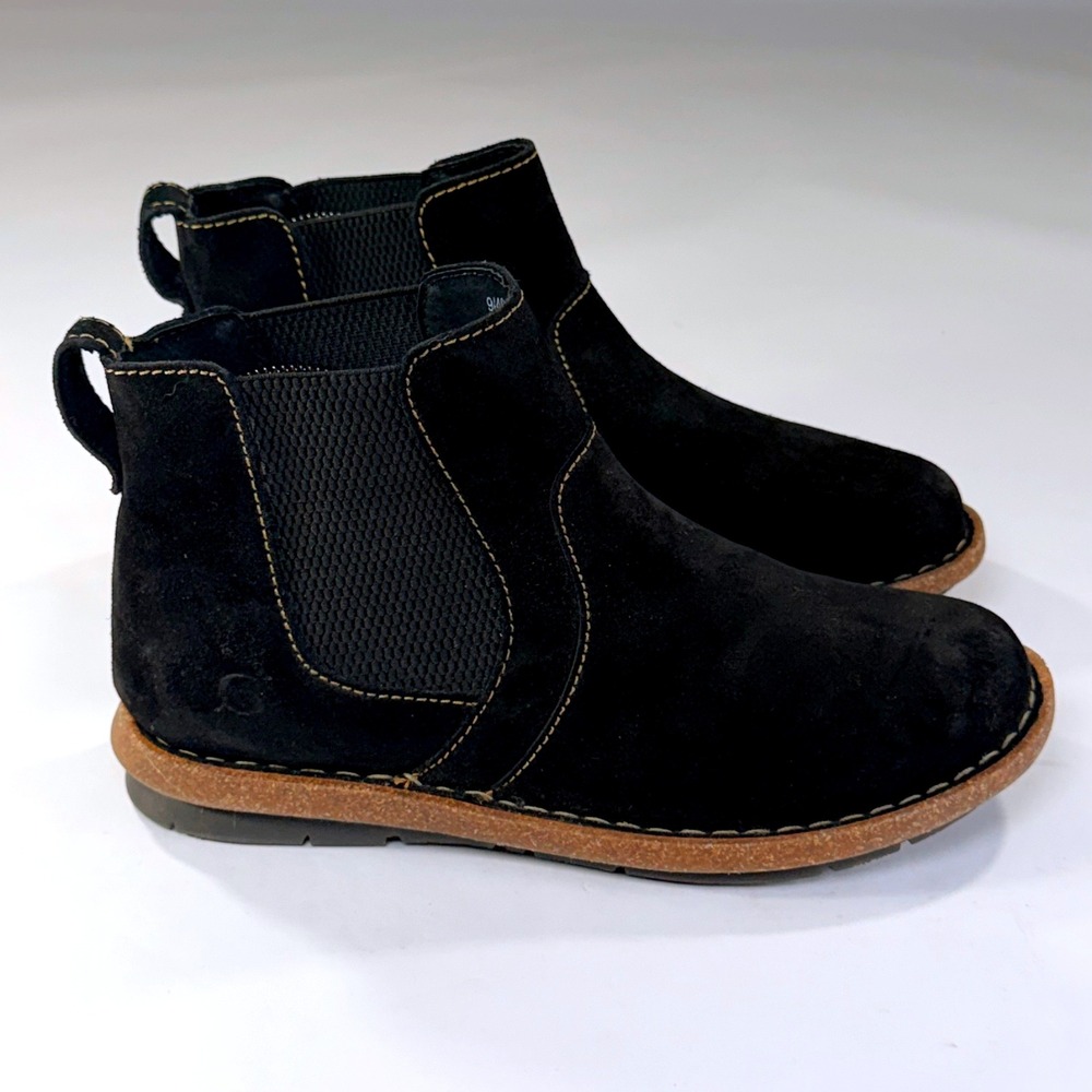 Born Talyn Chelsea Boots Womens 9/40.5 Black Suede Ankle Comfort Casual Outdoor